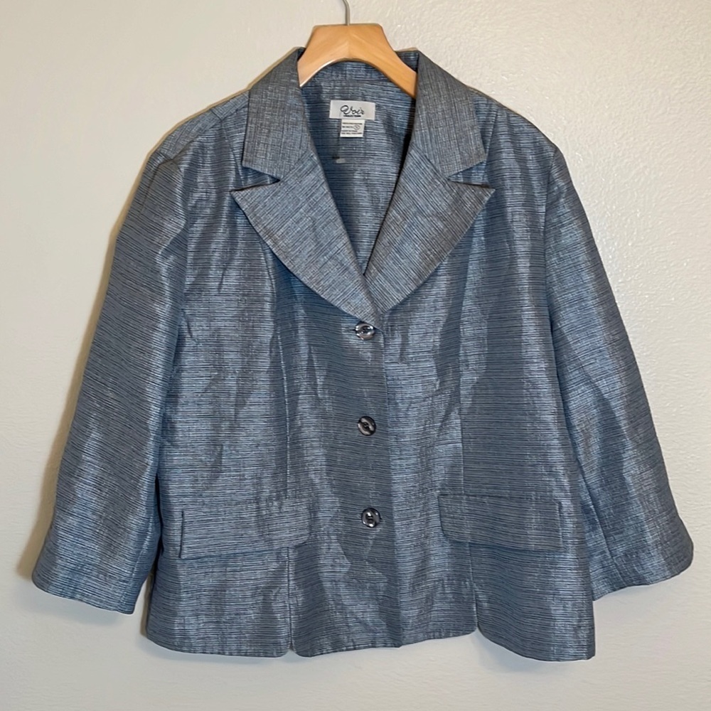 VOIR Collection Silver Plus Size Blazer Suit Jacket